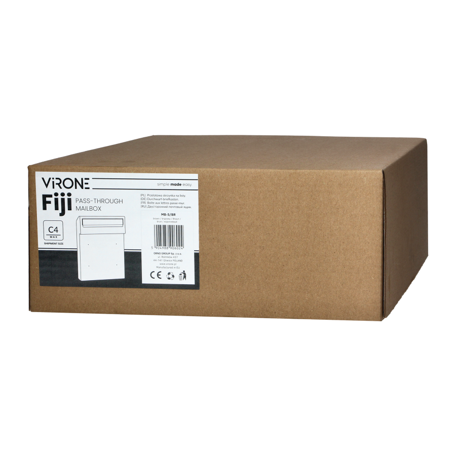 FIJI mailbox pass-through mailbox with cylinder lock, brown